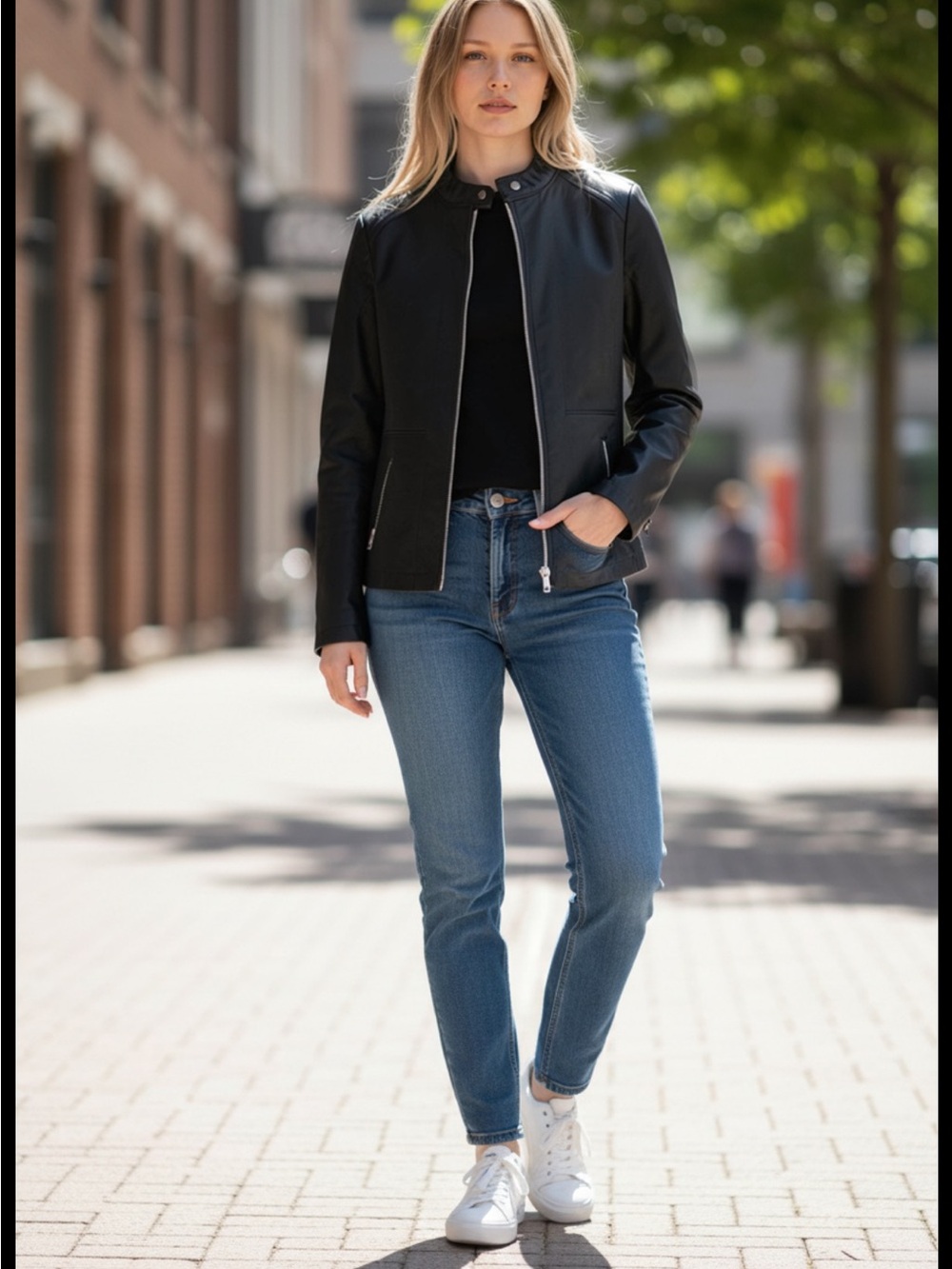 Ana Black Zip Moto Jacket - Sleek Minimalist Style